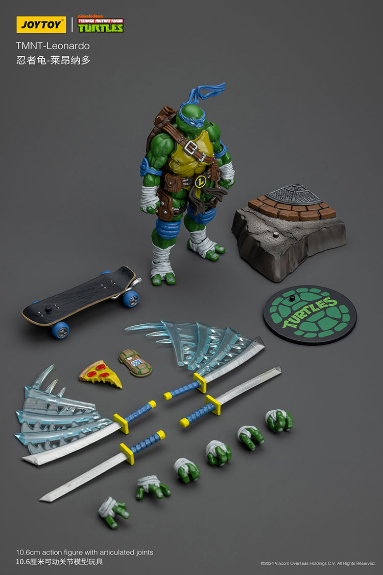 JOYTOY  TMNT-Leonardo忍者龟-莱昂纳多TURTLES106cm action figure with articulated joints10.6厘米可动关节模型玩具2024 Viacom Overseas Holdings  All Rights Reserved.